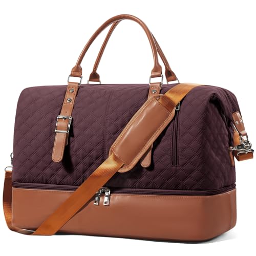 Reisetasche Damen Groß, Handgepäck Tasche Sporttasche mit Schuhfach Weekender Herren Travel Duffle Kliniktasche Sport Camping Reise Tasche Wasserdicht Carry on Bag Lila von winspansy