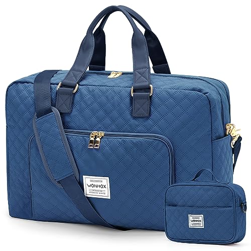 winspansy Reisetasche Damen Groß, Handgepäck Tasche Travel Weekender Gym Bag Sport Camping Tasche Damen Herren Carry On Bag Mit Trolleyhülle Nassfach Wasserdicht Blau von winspansy