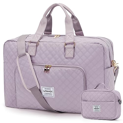 Reisetasche Damen Groß, Handgepäck Tasche Travel Weekender Gym Bag Sport Camping Tasche Damen Herren Carry On Bag Mit Trolleyhülle Nassfach Wasserdicht Lila von winspansy