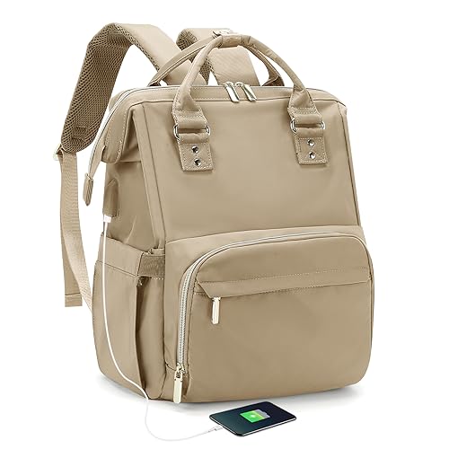 Rucksack Damen,Wasserdicht Cityrucksack Handgepäck Laptop Lässig Rucksack Tasche 2 in 1 mit Laptopfach Modern Schulrucksack Reiserucksack Damen Elegant Schule Daypack Backpack Women khaki von winspansy