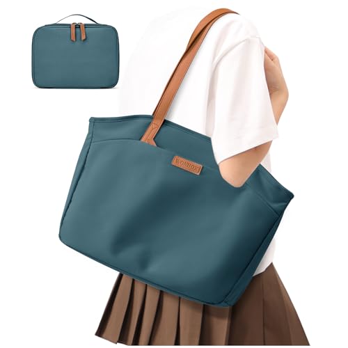 winspansy Handtasche Damen, Groß Tasche Strandtasche Beuteltasche Tragetasche Taschen Damen Umhängetasche Gross Tote Bag Mit Reißverschluss Shopper Tasche Schul Casual Handbag Pfauenblau von winspansy