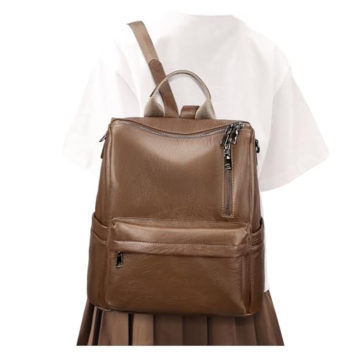 winspansy Rucksack Damen, Cityrucksack PU-Leder Wasserdicht Handtasche Daypack Rucksack Klein Modern Elegant für Rucksacktasche Reiserucksack Damen, Braun von winspansy