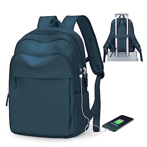 winspansy Rucksack Damen,Laptop Cityrucksack Reiserucksack Rucksack 15,6 Zoll Wasserdicht Elegant Damenrucksack Casual Daypacks Damen Schulrucksack Mädchen mit USB Backpack Arbeitsrucksack Pfauenblau von winspansy