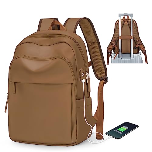 winspansy Rucksack Damen,Laptop Cityrucksack Reiserucksack Rucksack 15,6 Zoll Wasserdicht Elegant Damenrucksack Casual Daypacks Damen Schulrucksack Mädchen mit USB Backpack Arbeitsrucksack Braun von winspansy