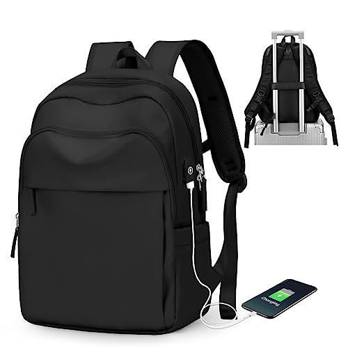 winspansy Rucksack Damen,Laptop Cityrucksack Reiserucksack Rucksack 15,6 Zoll Wasserdicht Elegant Damenrucksack Casual Daypacks Damen Schulrucksack Mädchen mit USB Backpack Arbeitsrucksack Schwarz von winspansy