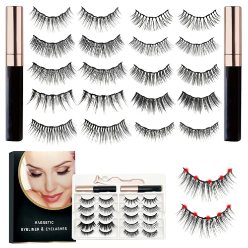 wintfarm Magnetische Wimpern Fake Lashes Set-Magnet Wimpern (10 Paar) mit Eyeliner,Wimpern Magnetisch,Künstliche Falsche Wimpern,Magnetic Eyelash,Natürlich(10 paar) von wintfarm