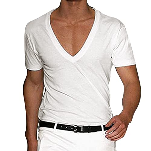 Oversized Tshirt Herren Sommer Mode Lässig Einfarbig V Ausschnitte T Shirt Kurzarm Shirt Top Bluse T Herren Shirt Angebot Gym Shirt Herren Tshirt Herren Tshirt Herren Mode von winwintom