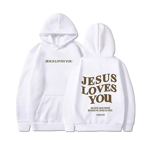 winwintom 2023 Jesus Loves You Hoodie Damen Kapuzenpullover Oversize Pullover Sweatshirt Freizeit Sport Langarmshirt Hoodies Training Pulli Streetwear von winwintom