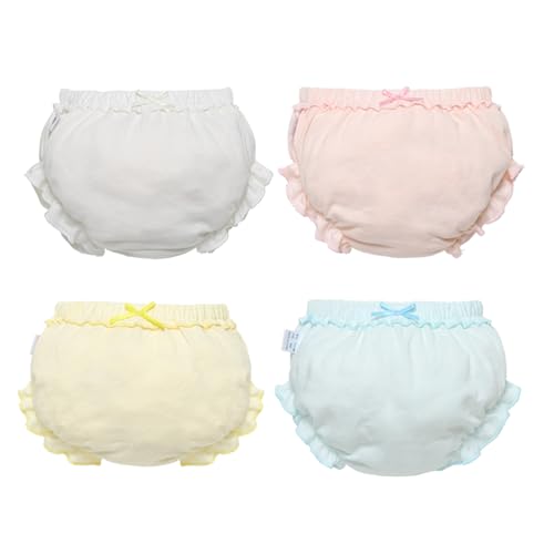 winying Baby Mädchen Bloomers Shorts Baumwolle Unterhose Bowknot Höschen Pumphose Neugeborenen Rüschen Windelhose Unterwäsche 4Pcs Type A 80-86 von winying