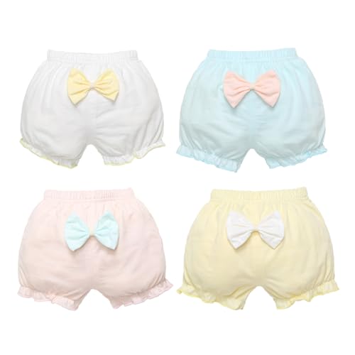winying Baby Mädchen Bloomers Shorts Baumwolle Unterhose Bowknot Höschen Pumphose Neugeborenen Rüschen Windelhose Unterwäsche 4Pcs Type C 92-98 von winying