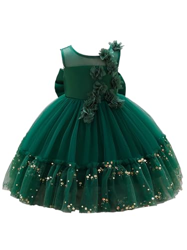 winying Baby Mädchen Kleid Kleinkinder Prinzessin Partykleid Abendkleid Schleife Tütü Kinder Festliches Formelles Festzug-Ballkleid Grün 92-98 von winying