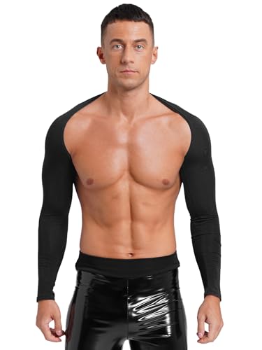 winying Bolero Herren Vorne offen Crop Top Durchsichtig Langarm Shrug Cardign Rave Top Lässig Einfarbig Cardigan Erotik Babydoll Unterwäsche Schwarz Einheitsgröße von winying