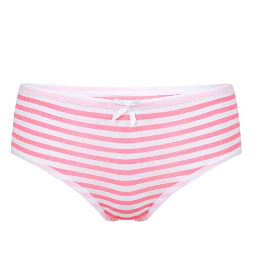 winying Damen Baumwolle Unterhosen Streifen Slip Niedrige Taille Bikinihose Atmungsaktive Unterwäsche Süße Panties Schlüpfer Rosa OneSize von winying