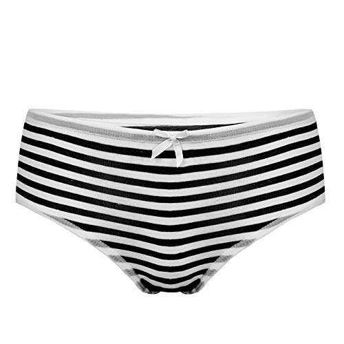 winying Damen Baumwolle Unterhosen Streifen Slip Niedrige Taille Bikinihose Atmungsaktive Unterwäsche Süße Panties Schlüpfer Schwarz OneSize von winying