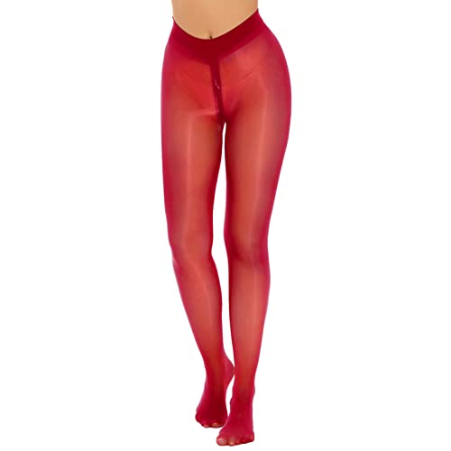 winying Damen Strumpfhose Ouvert Feinstrumpfhose Durchsichtige Pantyhose Leggings Tights Stretchy Nylonstrumpfhose Erotik Dessous Rot A L von winying