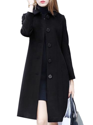winying Damen Wollmantel Elegant Mantel knielang Zweireihig Trenchcoat Jacke Overcoat Herbst Winter Revers Mantel Oberbekleidung Schwarz 2XL winying Damen Wollmantel Elegant Mantel knielang Zweireihig Trenchcoat Jacke Overcoat Herbst Winter Revers Mantel Oberbekleidung Schwarz 2XL von winying