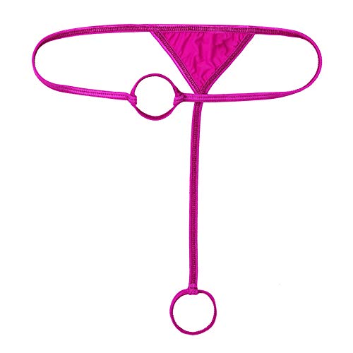 winying Herren Micro Mini String Sexy Ouvert Tanga Slip mit Penisring Stretch Unterwäsche T-Back Thong Low Rise Unterhose Nachtwäsche Hot Pink Einheitsgröße von winying