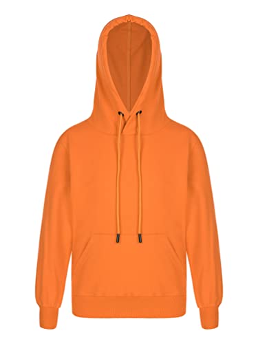 winying Hoodie Jungen Mädchen Kapuzenpullover Sport Kapuzenpulli Kinder Langarm Basic Einfarbig Sweatshirt Orange 158-164 von winying