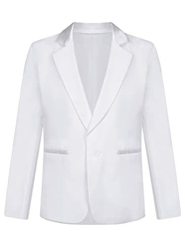 winying Kinder Jungen Blazer Sakko Langarm Mantel Slim FitJacke Anzugjacke Smoking Anzug für Hochzeit Party Festzug Weiß 110-116 von winying