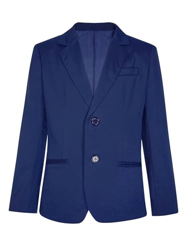 winying Kinder Jungen Gentleman Blazer 2-Knopf Anzugjacke Klassischer Festlichen Sakko Langarm Tuxedo Mantel Regular Fit Navy blau 158-164 von winying