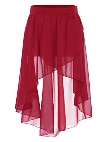 winying Kinder Mädchen Chiffon Ballettrock Tanzrock Asymmetrisch Sommerrock Ballett Trikot Ballerina Latein Tanzkleidung Burgundy 164 von winying