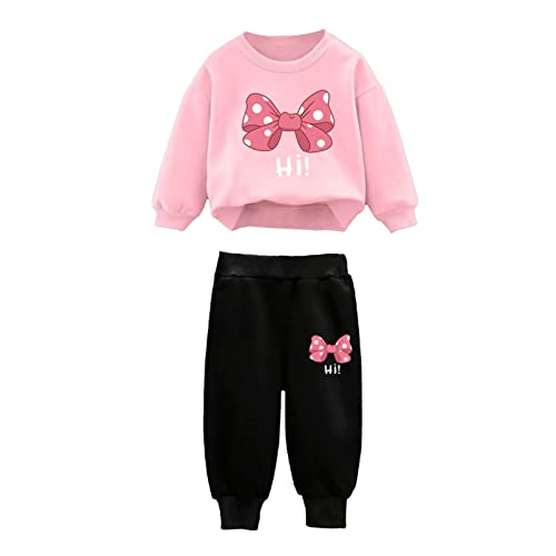 winying Kinder Sportanzug Cartoon Sweatshirt Top + Jogginghose Jungen Mädchen Trainingsanzug Jogginganzug Freizeitanzug Streetwear Rosa 110-116 von winying