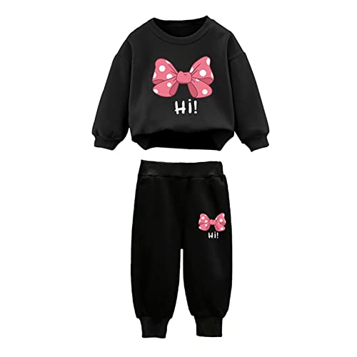 winying Kinder Sportanzug Cartoon Sweatshirt Top + Jogginghose Jungen Mädchen Trainingsanzug Jogginganzug Freizeitanzug Streetwear Schwarz 110-116 von winying