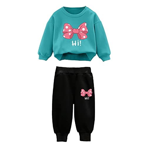 winying Kinder Sportanzug Cartoon Sweatshirt Top + Jogginghose Jungen Mädchen Trainingsanzug Jogginganzug Freizeitanzug Streetwear Türkis B 110-116 von winying