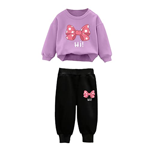 winying Kinder Sportanzug Cartoon Sweatshirt Top + Jogginghose Jungen Mädchen Trainingsanzug Jogginganzug Freizeitanzug Streetwear Violett 110-116 von winying