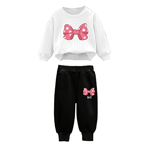 winying Kinder Sportanzug Cartoon Sweatshirt Top + Jogginghose Jungen Mädchen Trainingsanzug Jogginganzug Freizeitanzug Streetwear Weiß 80-92 von winying