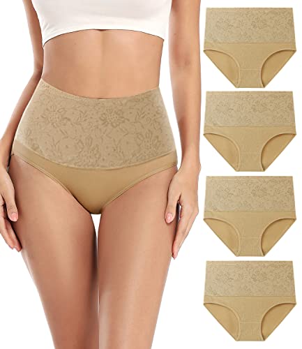 wirarpa Bauchweg Unterwäsche Damen Bauch Weg Unterhosen Baumwolle Slips 4er Pack Beige Größe S von wirarpa