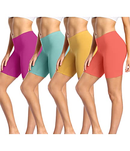 wirarpa Radlerhose Damen Kurz Baumwolle Boxershorts Unter Kleid Rock Unterhosen mit Bein Anti Scheuern Kurz Leggings 4er Pack Mehrfarbig Größe 3XL von wirarpa