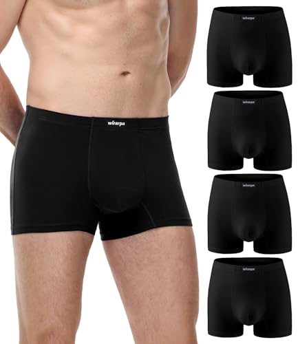 wirarpa Boxershorts Herren Baumwolle Unterhosen Männer Trunks Boxer Stretch Unterwäsche für Männer 4er Pack Schwarz Größe M von wirarpa