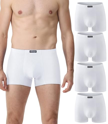 wirarpa Boxershorts Herren Baumwolle Unterhosen Männer Trunks Boxer Stretch Unterwäsche für Männer 4er Pack Weiß Größe L von wirarpa