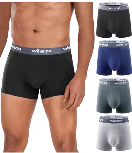 wirarpa Boxershorts Herren Mikrofaser Unterhosen Männer Trunks Modal Unterwäsche Men Retroshorts Boxer für Herren 4er Pack Mehrfarbig Größe L von wirarpa