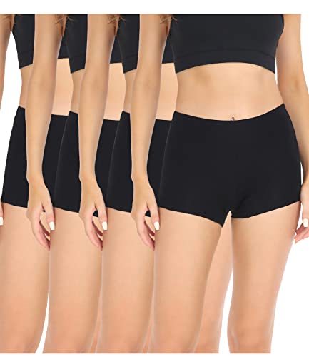 wirarpa Damen Baumwolle Boxershorts Panties Unterhosen Radlerhose unter Kleid mit Baumwoll Schritt 4er Pack Schwarz Größe XL von wirarpa