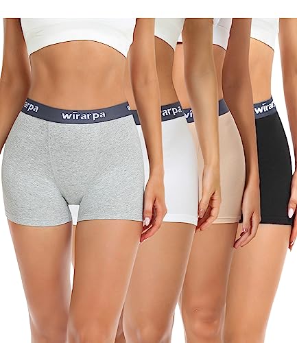 wirarpa Damen Boxershorts Baumwolle Radlerhose Damen Kurze Panties unter Kleid 4er Pack Größe S von wirarpa