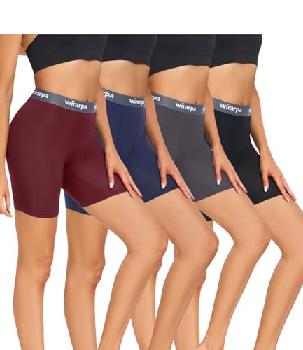 wirarpa Damen Boxershorts Panties Modal Kurze für Unter Kleid Anti Scheuern Unterhosen mit Bein 4er Pack Mehrfarbig Größe 3XL von wirarpa
