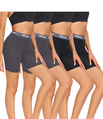 wirarpa Damen Boxershorts Panties Modal Kurze für Unter Kleid Anti Scheuern Unterhosen mit Bein 4er Pack Mehrfarbig Größe 3XL von wirarpa