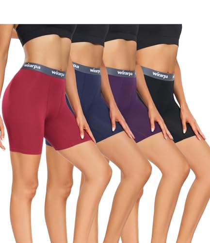 wirarpa Damen Boxershorts Panties Modal Radlerhose Kurze für Unter Kleid Anti Scheuern Unterhosen mit Bein 4er Pack Mehrfarbig Größe S von wirarpa