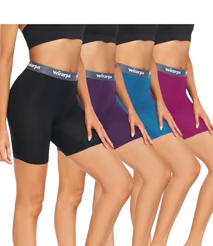 wirarpa Damen Boxershorts Panties Modal Kurze für Unter Kleid Anti Scheuern Unterhosen mit Bein 4er Pack Mehrfarbig Größe S von wirarpa