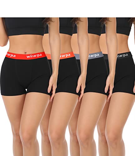 wirarpa Damen Panties Boxershorts Radlerhose Damen Kurze Baumwolle Hosen unter Kleid 3" Schrittlänge Schwarz 4er Pack Größe M von wirarpa