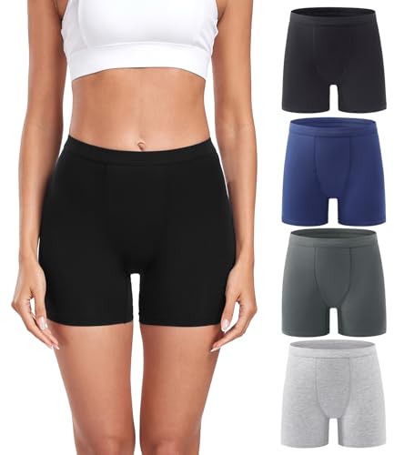 wirarpa Damen Panties Boxershorts Damen Kurze Modal Unterhose für unter Kleider 4er Pack Mehrfarbig Größe 2XL von wirarpa