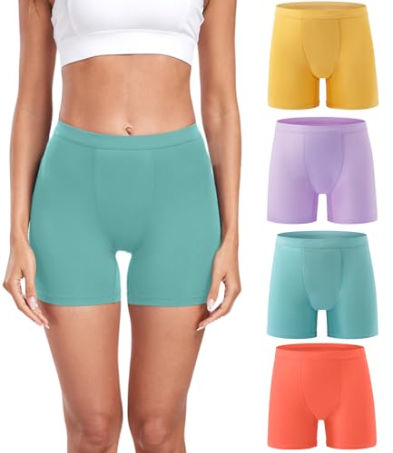 wirarpa Damen Panties Boxershorts Damen Kurze Modal Unterhose für unter Kleider 4er Pack Mehrfarbig Größe L von wirarpa
