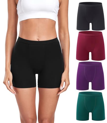 wirarpa Damen Panties Boxershorts Damen Kurze Modal Unterhose für unter Kleider 4er Pack Mehrfarbig Größe XL von wirarpa