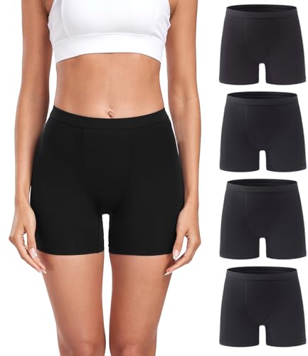 wirarpa Damen Panties Boxershorts Damen Kurze Modal Unterhose für unter Kleider 4er Pack Schwarz Größe S von wirarpa