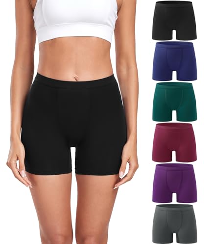 wirarpa Damen Panties Boxershorts Radlerhose Damen Kurze Modal Unterhose für unter Kleider 6er Pack Mehrfarbig Größe S von wirarpa
