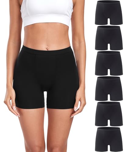 wirarpa Damen Panties Boxershorts Radlerhose Damen Kurze Modal Unterhose für unter Kleider 6er Pack Schwarz Größe S von wirarpa