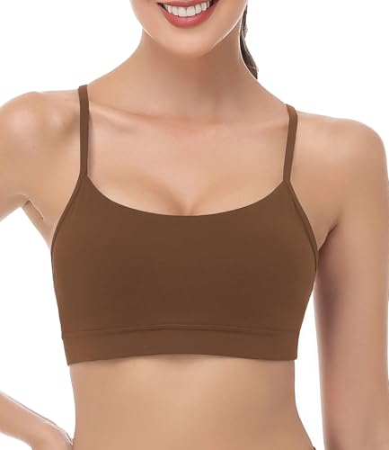 wirarpa Damen Sport BH Gepolstert Ohne Bügel Y-Rücken Yoga Bra Atmungsaktiv Spaghetti Top Braun Größe M von wirarpa