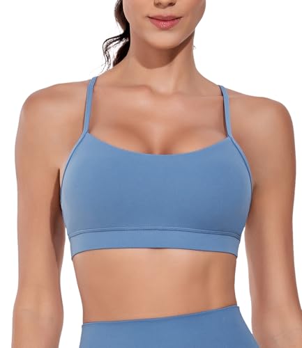 wirarpa Damen Sport BH Gepolstert Ohne Bügel Y-Rücken Yoga Bra Atmungsaktiv Spaghetti Top Eisberg Blau Größe XS von wirarpa